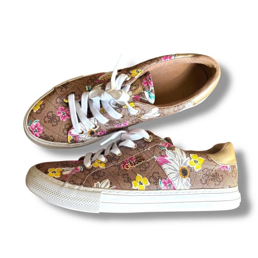 GUESS Women’s Shoes Size 9.5 M Floral Design Sneaker Low Top Lace Up - Picture 2 of 8